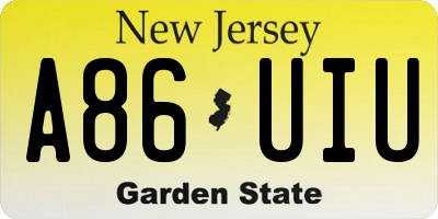 NJ license plate A86UIU