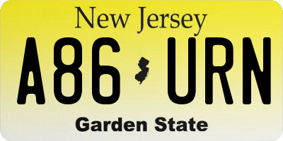 NJ license plate A86URN