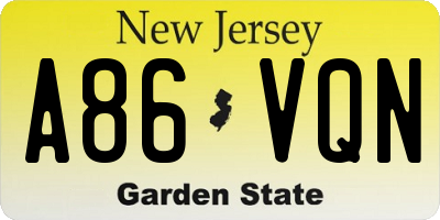 NJ license plate A86VQN