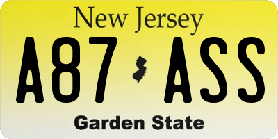 NJ license plate A87ASS