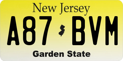 NJ license plate A87BVM