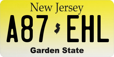 NJ license plate A87EHL