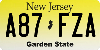 NJ license plate A87FZA