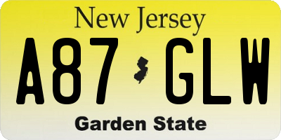 NJ license plate A87GLW