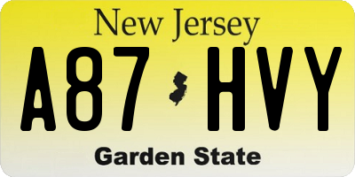 NJ license plate A87HVY
