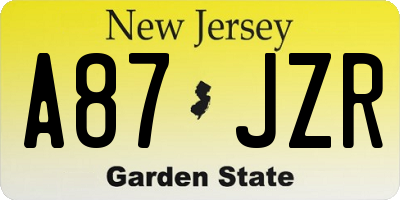 NJ license plate A87JZR