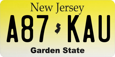 NJ license plate A87KAU