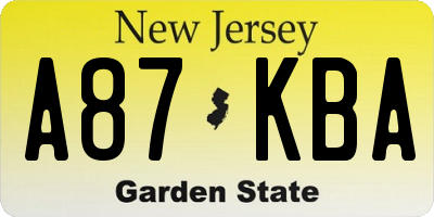NJ license plate A87KBA
