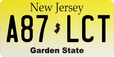 NJ license plate A87LCT
