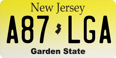 NJ license plate A87LGA