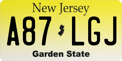 NJ license plate A87LGJ