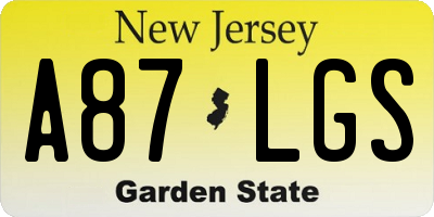 NJ license plate A87LGS
