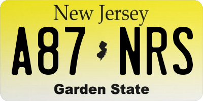 NJ license plate A87NRS