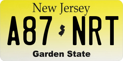 NJ license plate A87NRT