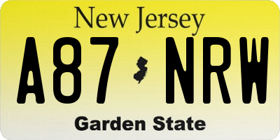 NJ license plate A87NRW