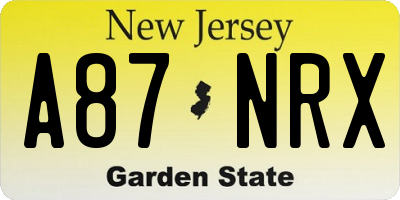 NJ license plate A87NRX