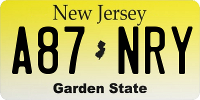 NJ license plate A87NRY