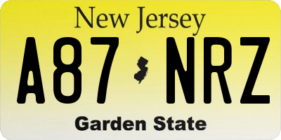 NJ license plate A87NRZ