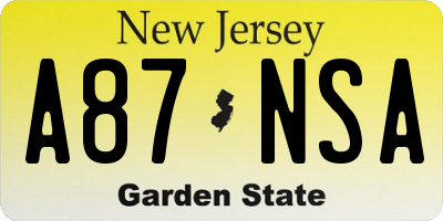 NJ license plate A87NSA