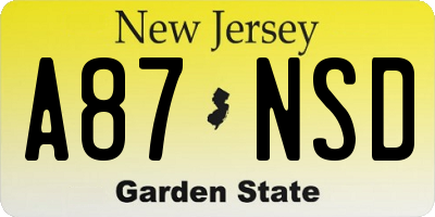 NJ license plate A87NSD