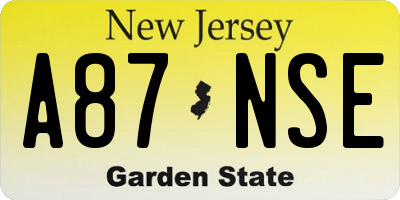 NJ license plate A87NSE