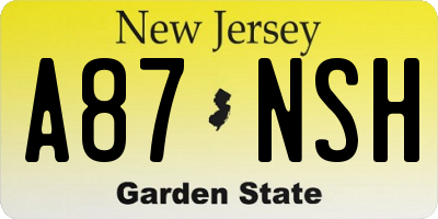 NJ license plate A87NSH