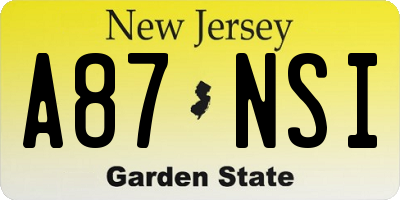 NJ license plate A87NSI