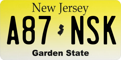 NJ license plate A87NSK
