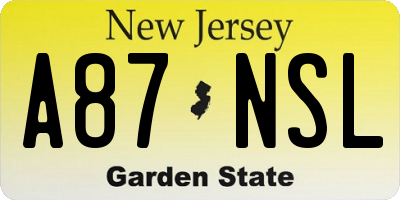 NJ license plate A87NSL