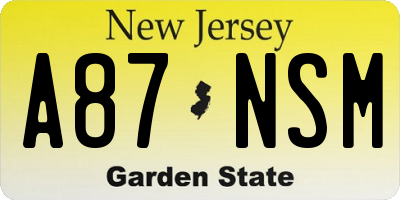 NJ license plate A87NSM