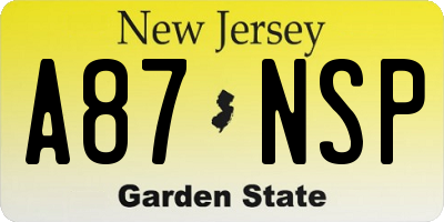 NJ license plate A87NSP