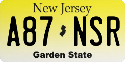 NJ license plate A87NSR