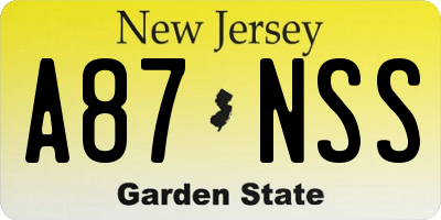 NJ license plate A87NSS