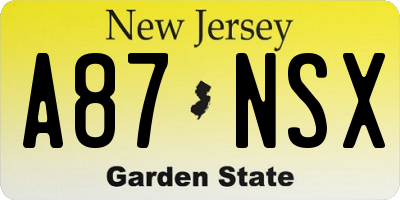 NJ license plate A87NSX