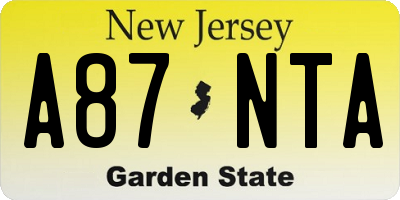 NJ license plate A87NTA