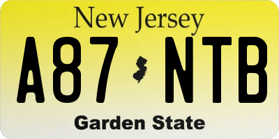NJ license plate A87NTB