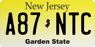 NJ license plate A87NTC