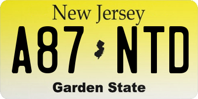 NJ license plate A87NTD