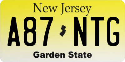 NJ license plate A87NTG