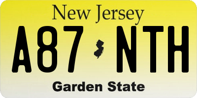 NJ license plate A87NTH