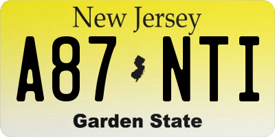 NJ license plate A87NTI