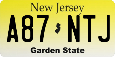 NJ license plate A87NTJ