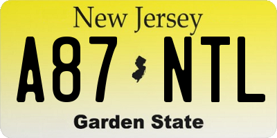 NJ license plate A87NTL