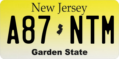 NJ license plate A87NTM