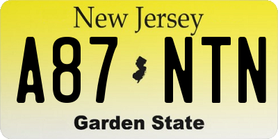 NJ license plate A87NTN
