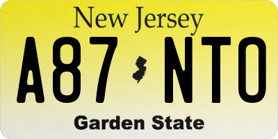 NJ license plate A87NTO