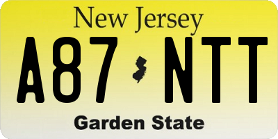 NJ license plate A87NTT