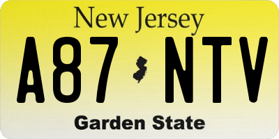 NJ license plate A87NTV