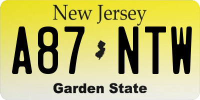 NJ license plate A87NTW