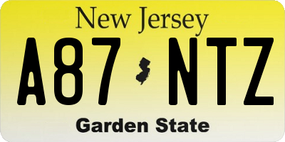 NJ license plate A87NTZ